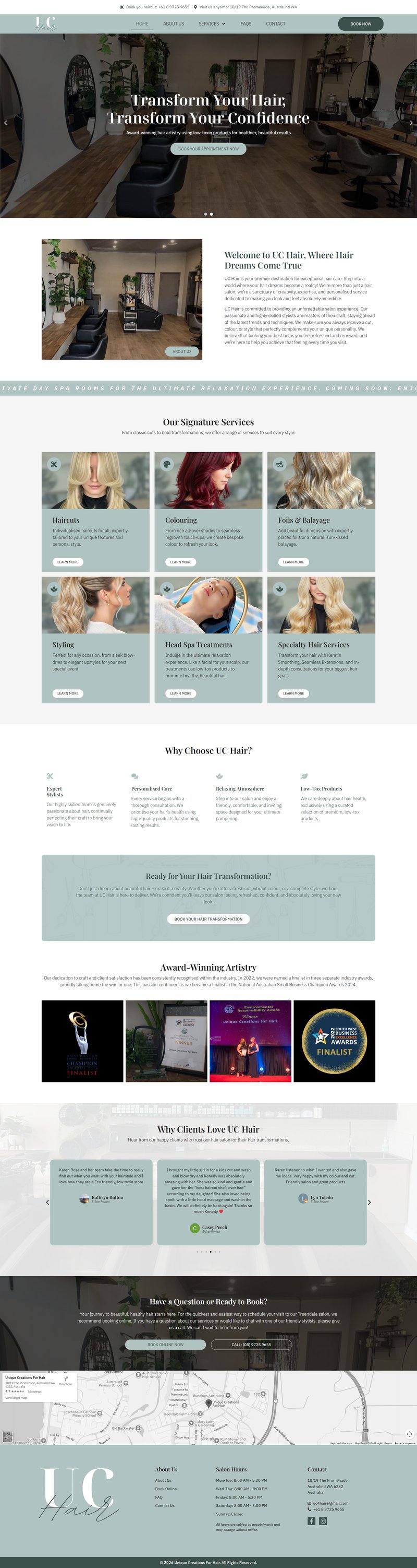 UC Hair website preview