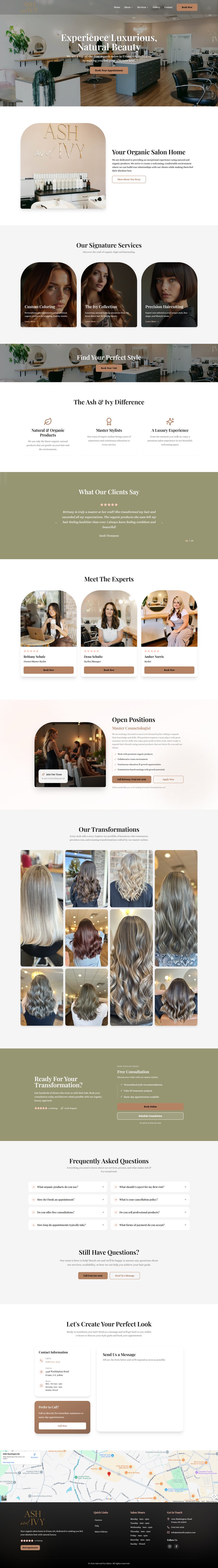 Ash and Ivy Salon website preview
